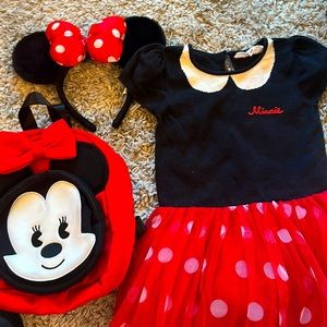 Disney land and Disney parks day Minnie Mouse set! Dress, ears and backpack